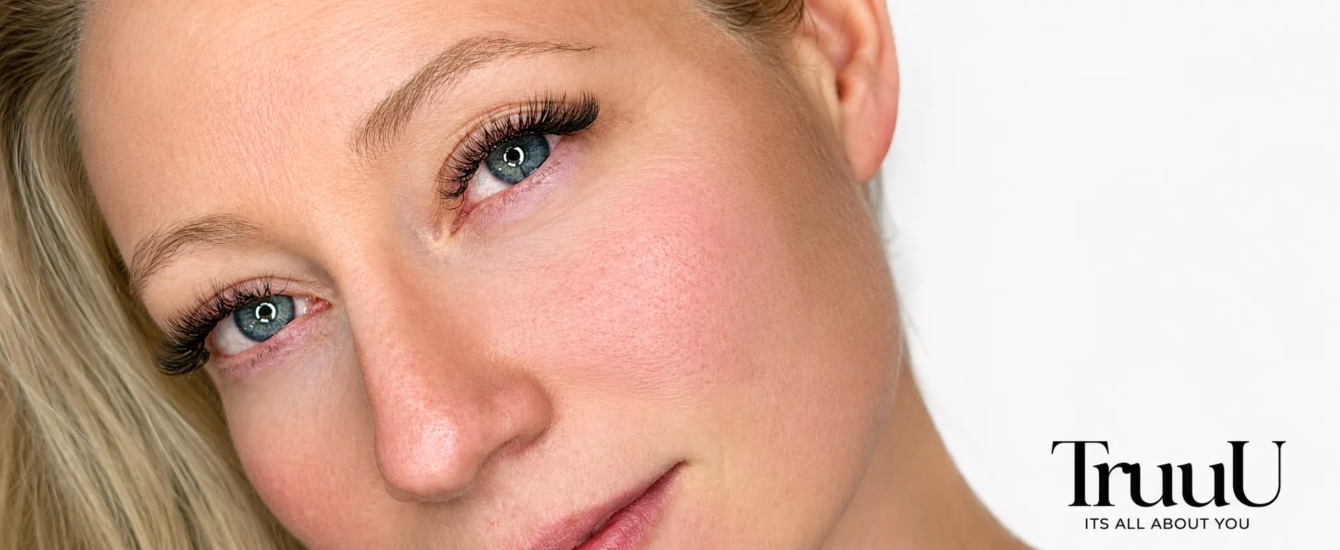 Close-up of lash lift and tint results